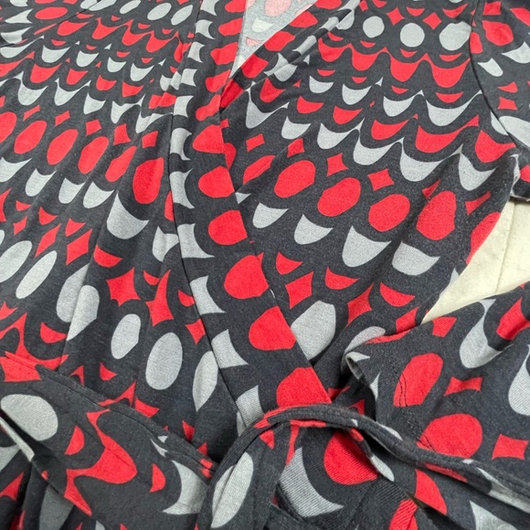 Boden Red Navy Long Sleeve Wrap Dress Size 14R - Picture 3 of 11